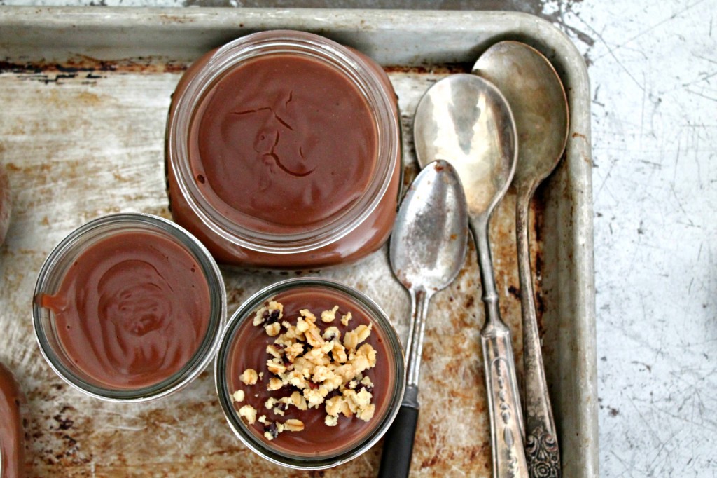 red wine chocolate pudding with spoons