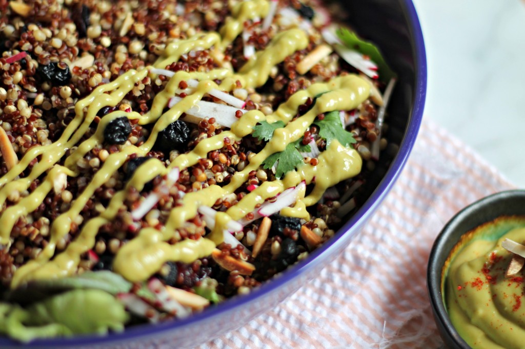 Spiced Grain Salad with Avocado Raspberry-Chipotle Dressing recipe