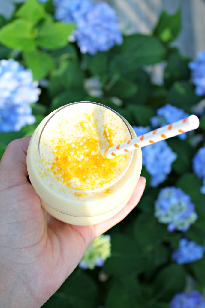 Lemony Mango Tumeric Smoothie - Recipe on CookingWithBooks.net