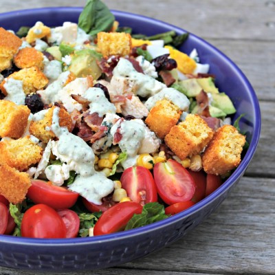 Summer Cobb Salad with Basil-Blue Cheese Dressing