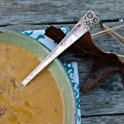 Creamy Vegetable Soup, also known as "clean out the fridge soup" in my family - great use of vegetables that are past their prime!