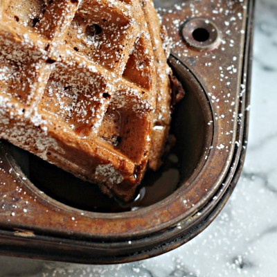 Wake up the family to these Chocolate Gingerbread Waffles on Christmas morning!