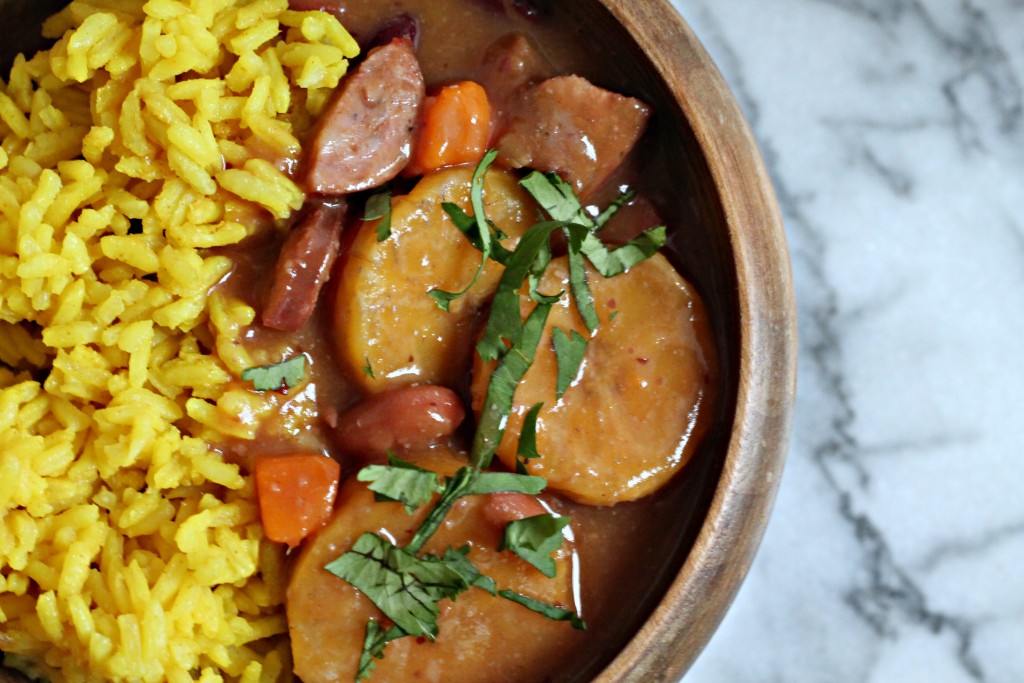 This Red Bean & Root Vegetable Stew is inspired by the Dominican "sancocho de habichuelas" and is the perfect winter comfort food!