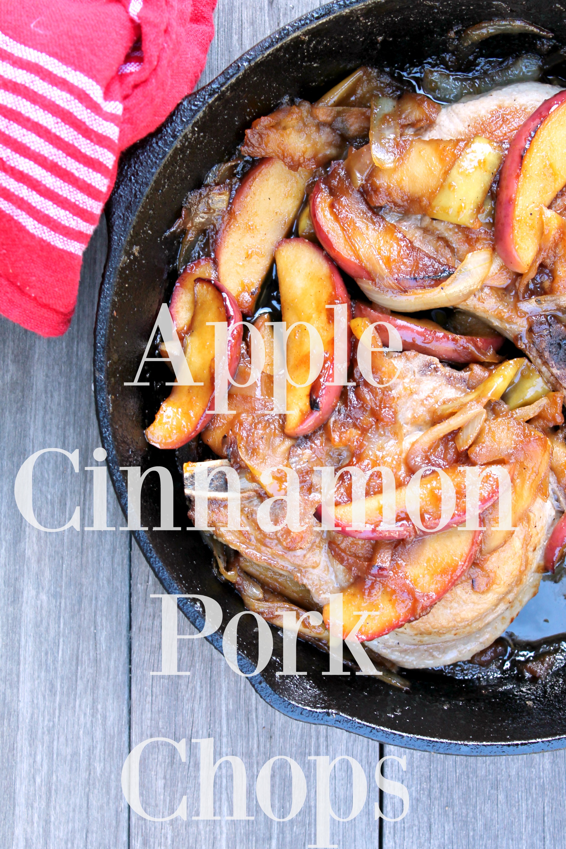 The perfect seasonal dish: pork chops slathered in a sweet and spicy apple cinnamon cider sauce!