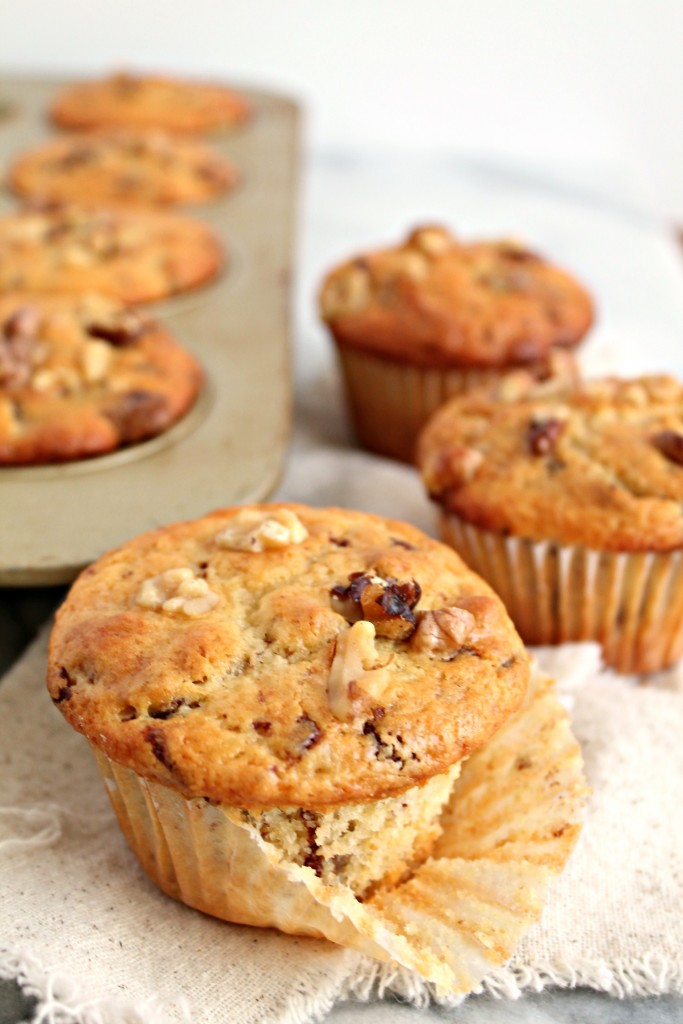 Chocolate Walnut Yogurt Muffins 