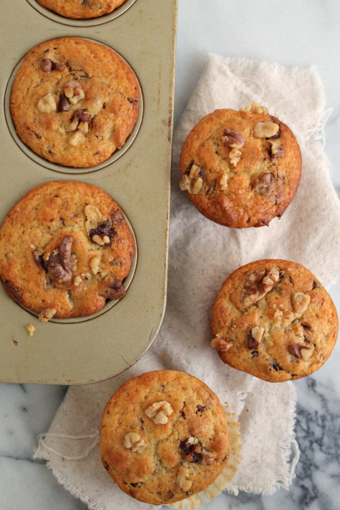Chocolate Walnut Yogurt Muffins 