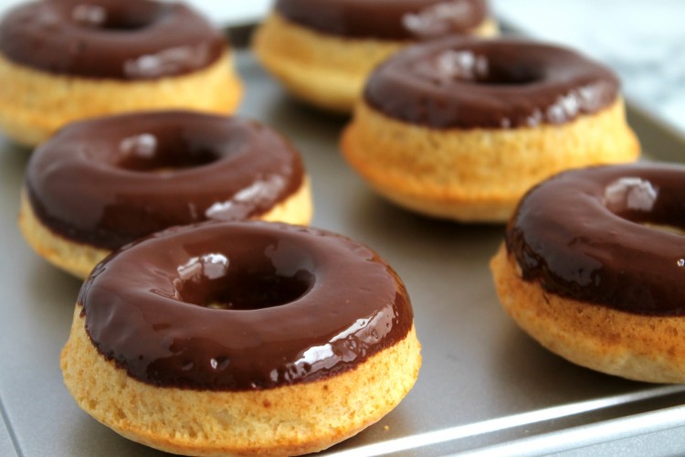 Toaster Oven Baked ChocolateDipped Vanilla Donuts