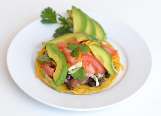 Black Bean Tostadas - Get this vegetarian dinner recipe on Cooking with Books